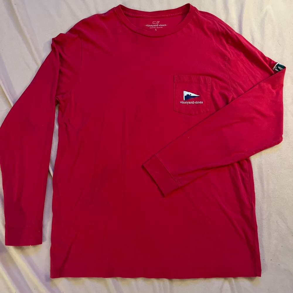 Vineyard Vines Red Flag Long-sleeve Pocket Tee Size L Like New